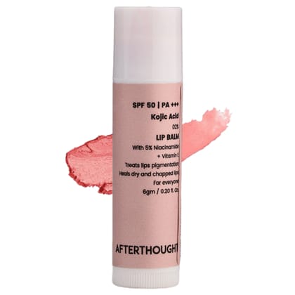 Afterthought Lip Balm with SPF 50 PA+++ | 2% Kojic Acid, Niacinamide & Vitamin E | Heals Dry & Chapped Lips | 100% Safe & Effective | For Men & Women | 6g