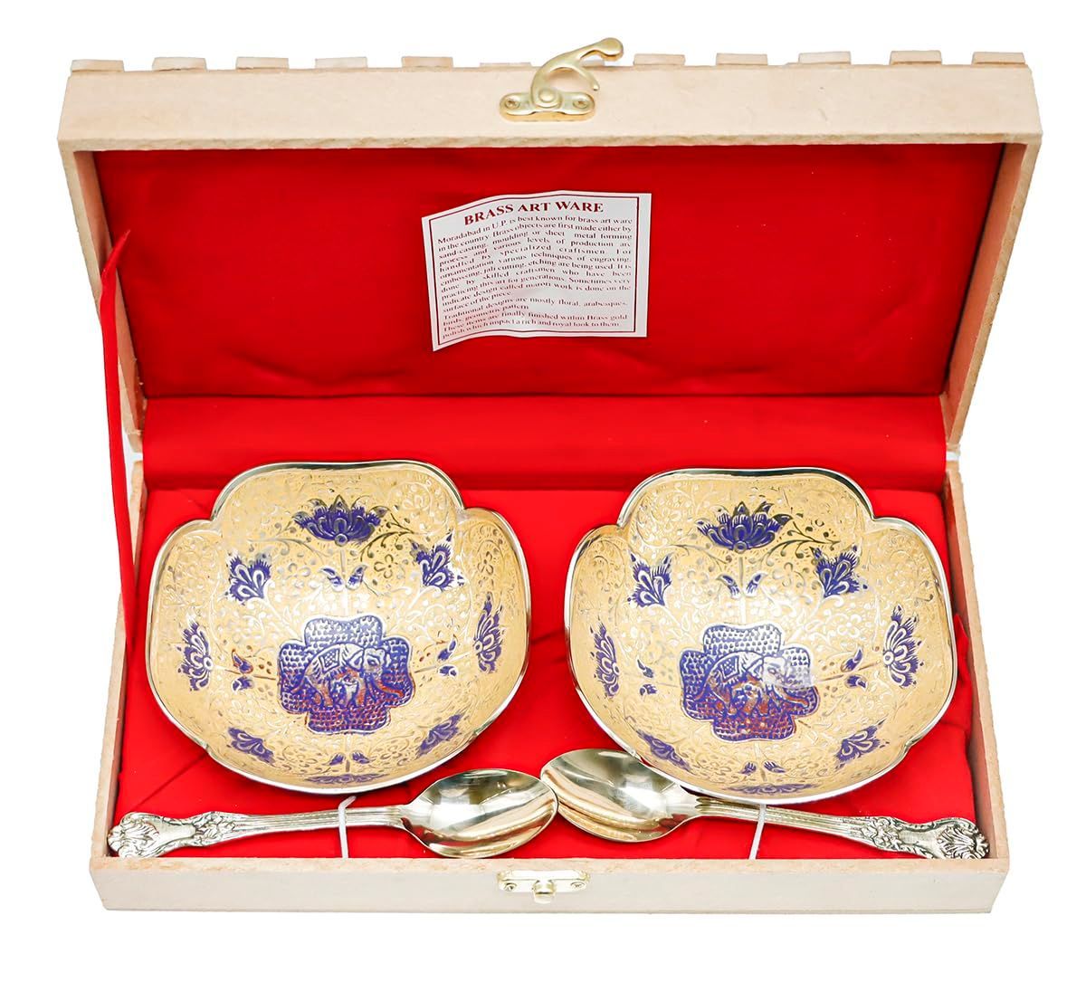 COTTAGE Brass Enamel Dry Fruit Bowl 4 Pcs Set with Box