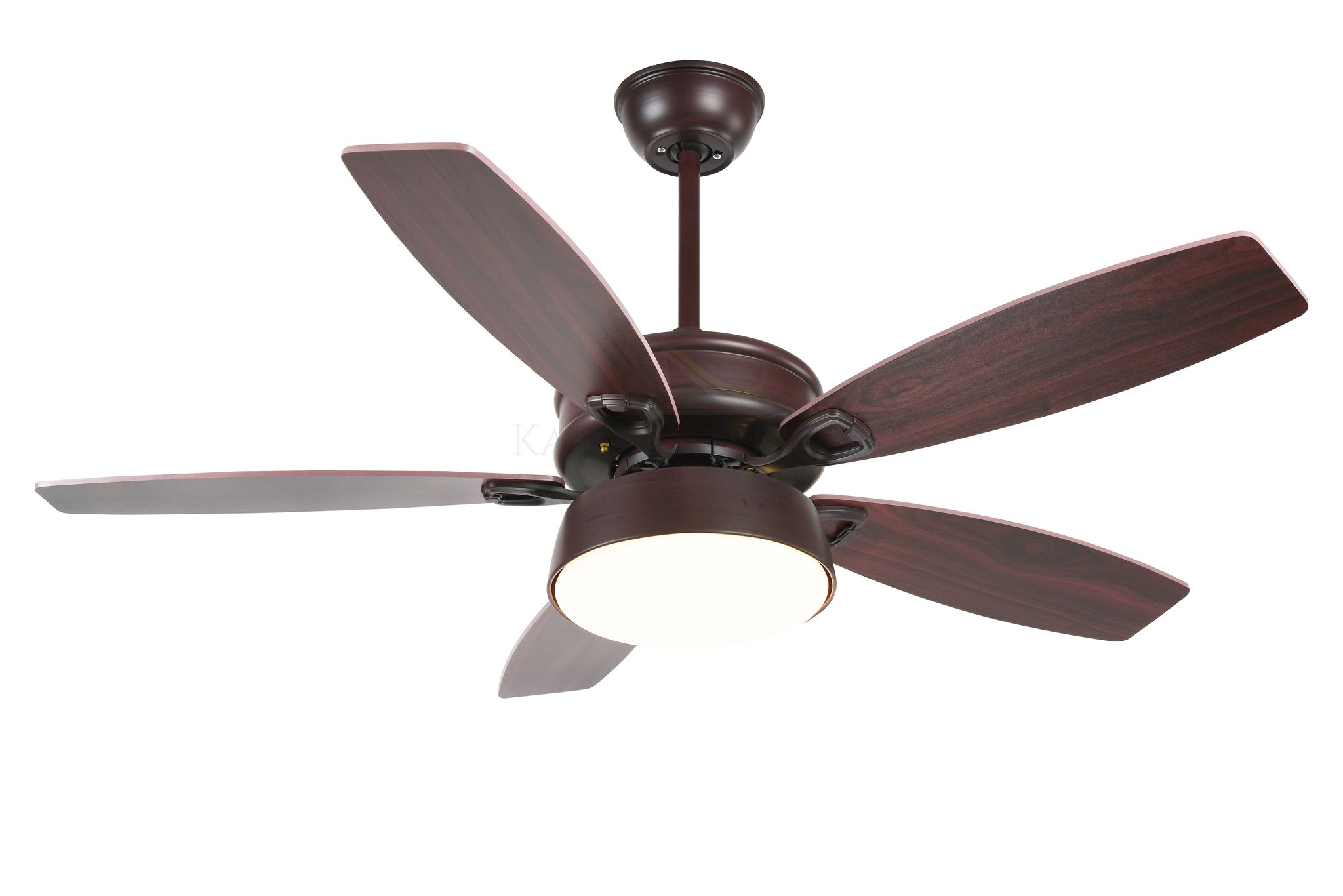 Kanz Enterprises Designer Fans with LED 48 Inches Wood Leaf MDF 5 Blades Brown NO Noise 45 watts DC Motor with 3 Color Changing LED Light Timer Reversible Movement Living Room Fan FNC 1111 Brown