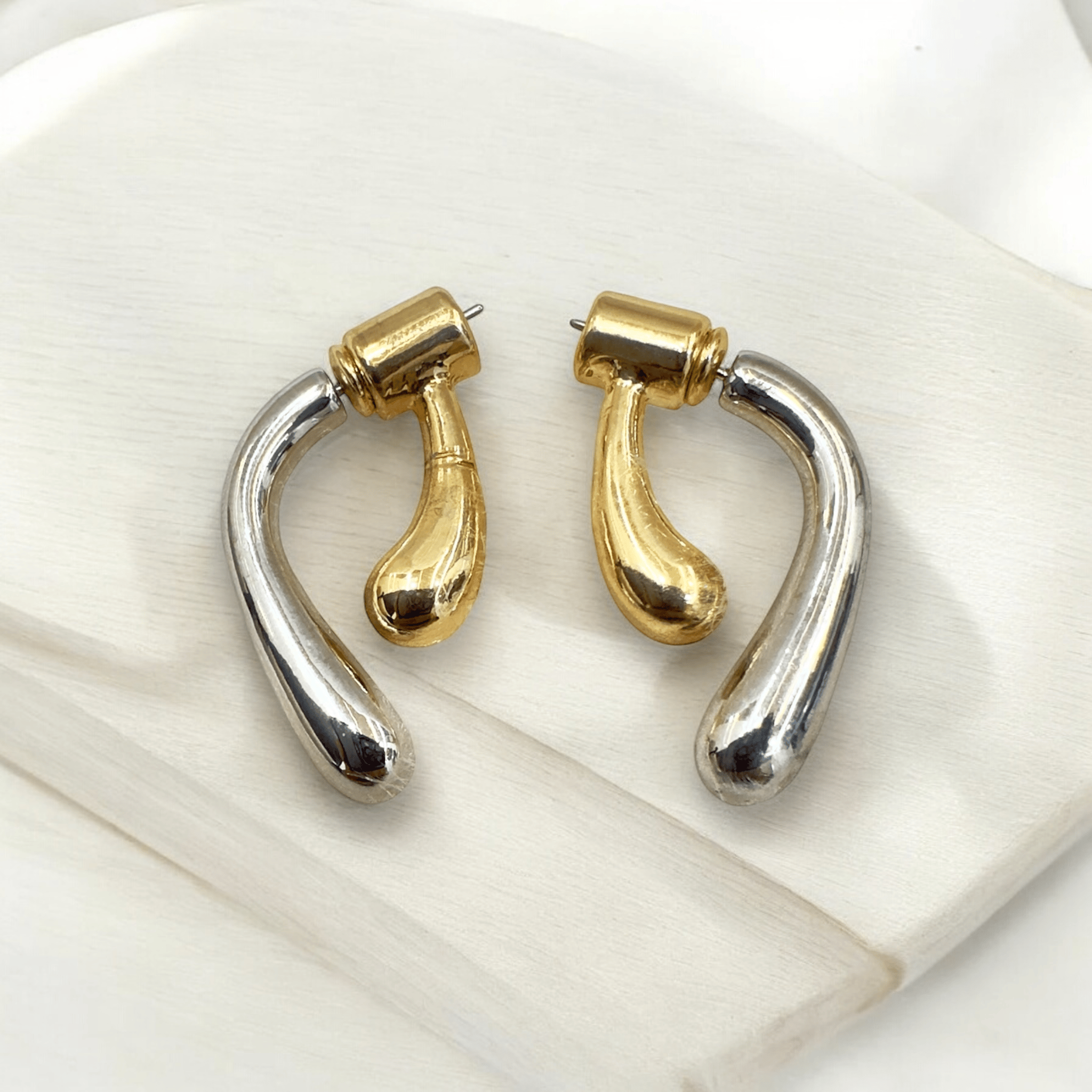 2-Tone Earring Studs - Timeless Elegance - By AMIT CHAUHAN AND SONS