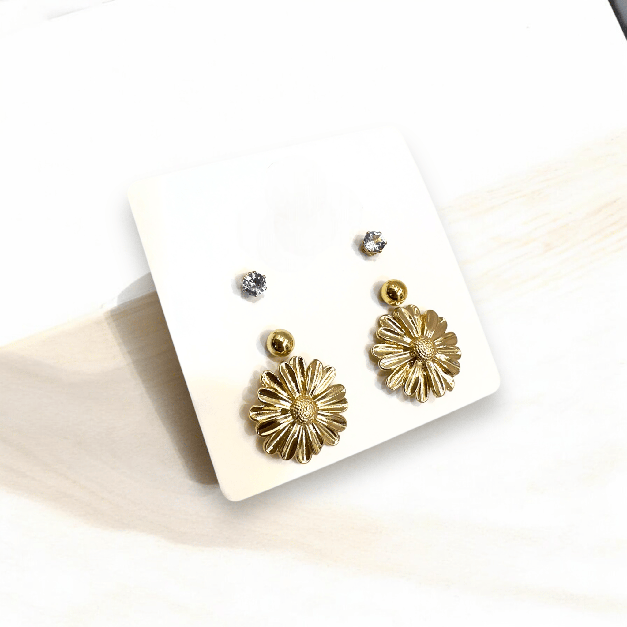 3-Piece Earring Combo - Floral & Studs - By AMIT CHAUHAN AND SONS