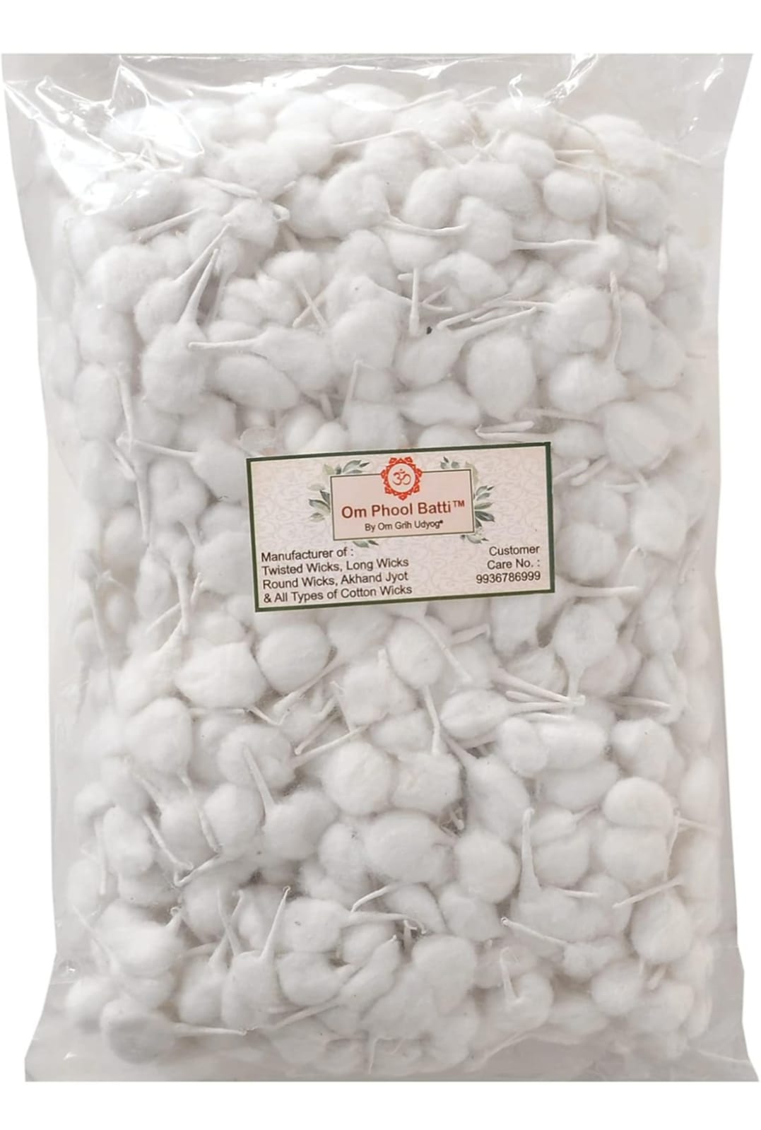  Om Phool Batti Cotton Wicks for Puja, Havan, and Diya - 100% Pure and Natural - Long Lasting and Smokeless - Made in India