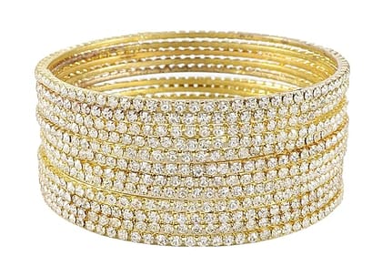  Gold Plated Rhinestone Bangle Set