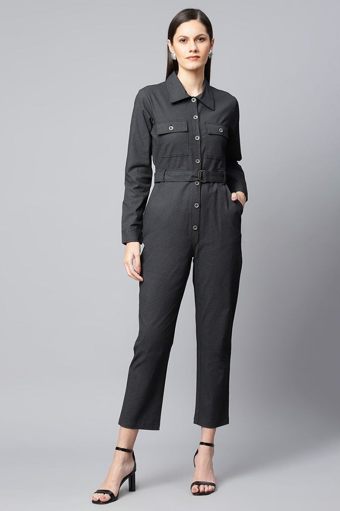 Black Textured Jumpsuit