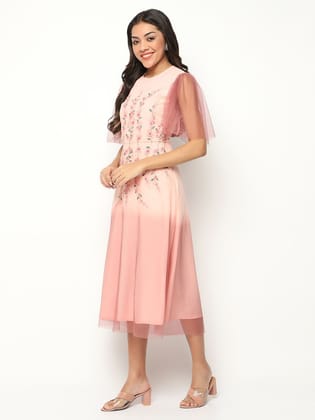 Rose Gradient Embroidered Dress