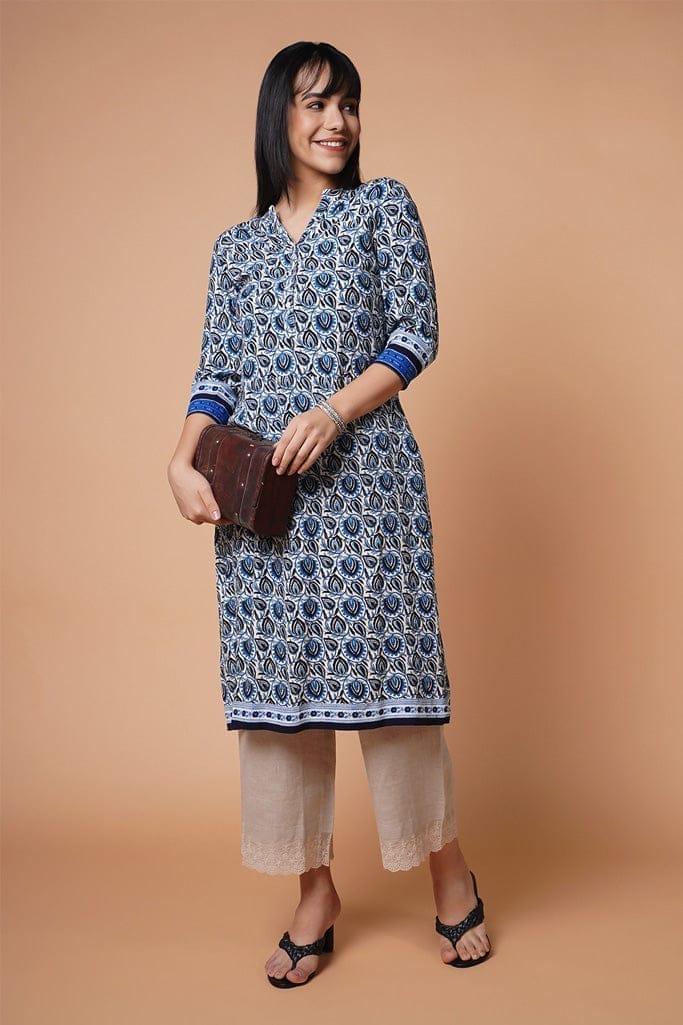 Ocean Print Straight Kurti