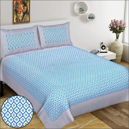 Super King (100x108 inches) Cotton Double Bedsheet with 2 Pillow Covers-(SKDB-Bubbles)