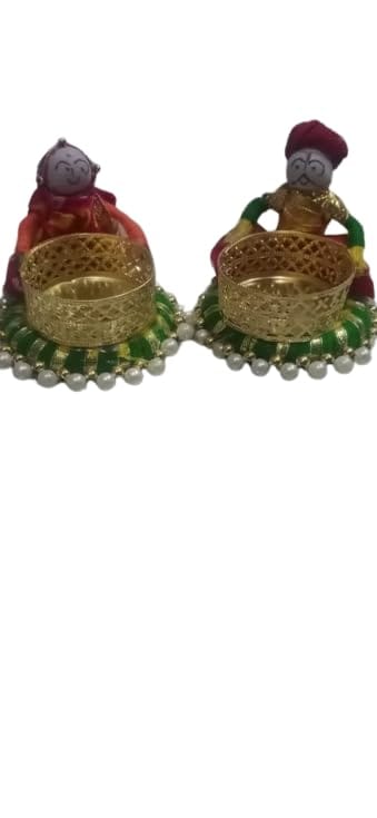 Handmade Rajasthani Puppet Tealight Candle Holders: Decorative Recycled Creations for Diwali Home Decor and Gifting.