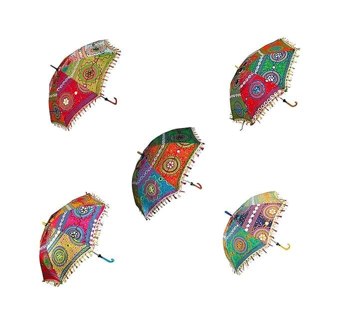 Rajasthani Print Umbrellas Hand-crafted Elegant for Weddings, Celebrations, and Home Decor Set Of 1.