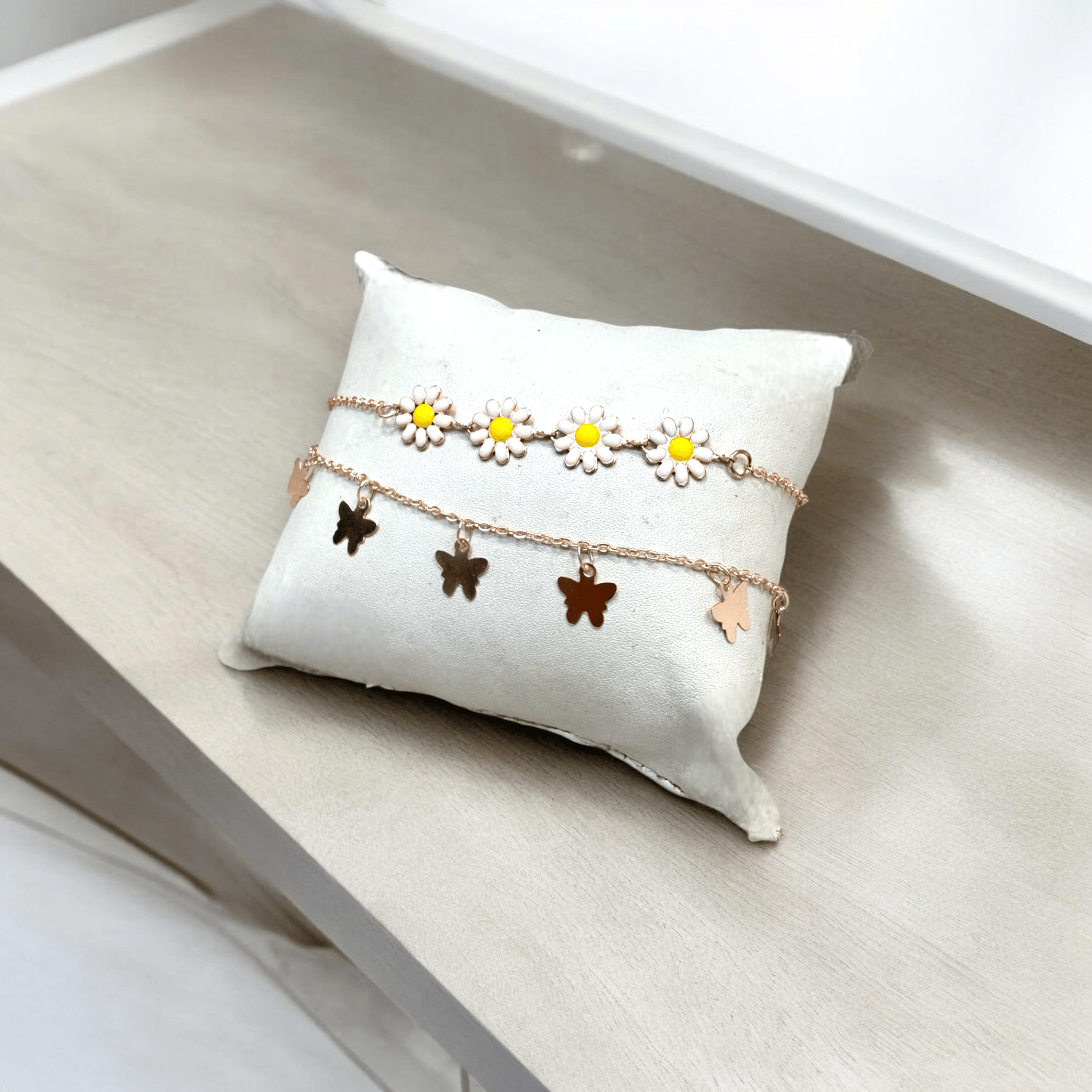 Daisy Flower and Charms 2-Line Bracelet - Delicate & Charming- By AMIT CHAUHAN AND SONS