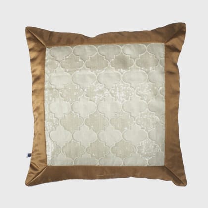 Luxury Cream and Beige Sequin Embroidered Cushion Cover - 16” x 16”