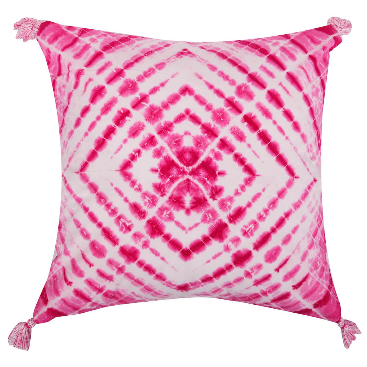 Handcrafted Tie Dye Pattern Pink Colour Cotton Cushion Cover Size- 16"x16"