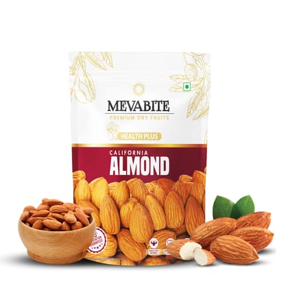 MEVABITE Crunchy Dried California Almonds (200 Grams) | 100% Pure And Organic Almond | Tasty & Crunchy Badam