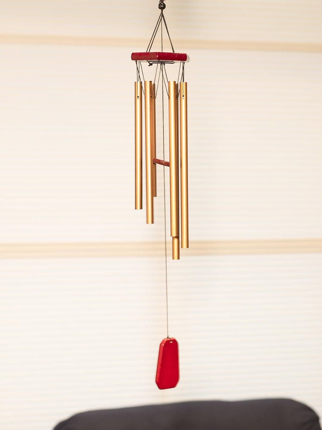 Unique Golden Decorative Wind Chime For Home - 9.5 X 9.5 X 64 Cm