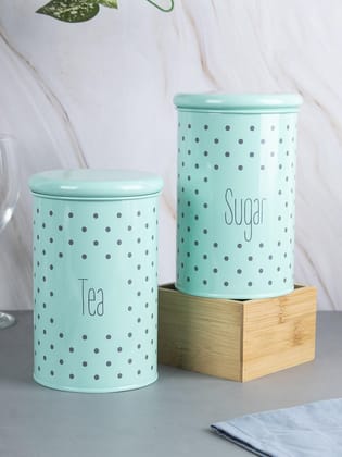 Tea & Sugar Jar - Set Of 2 (Green, Each 900 mL)