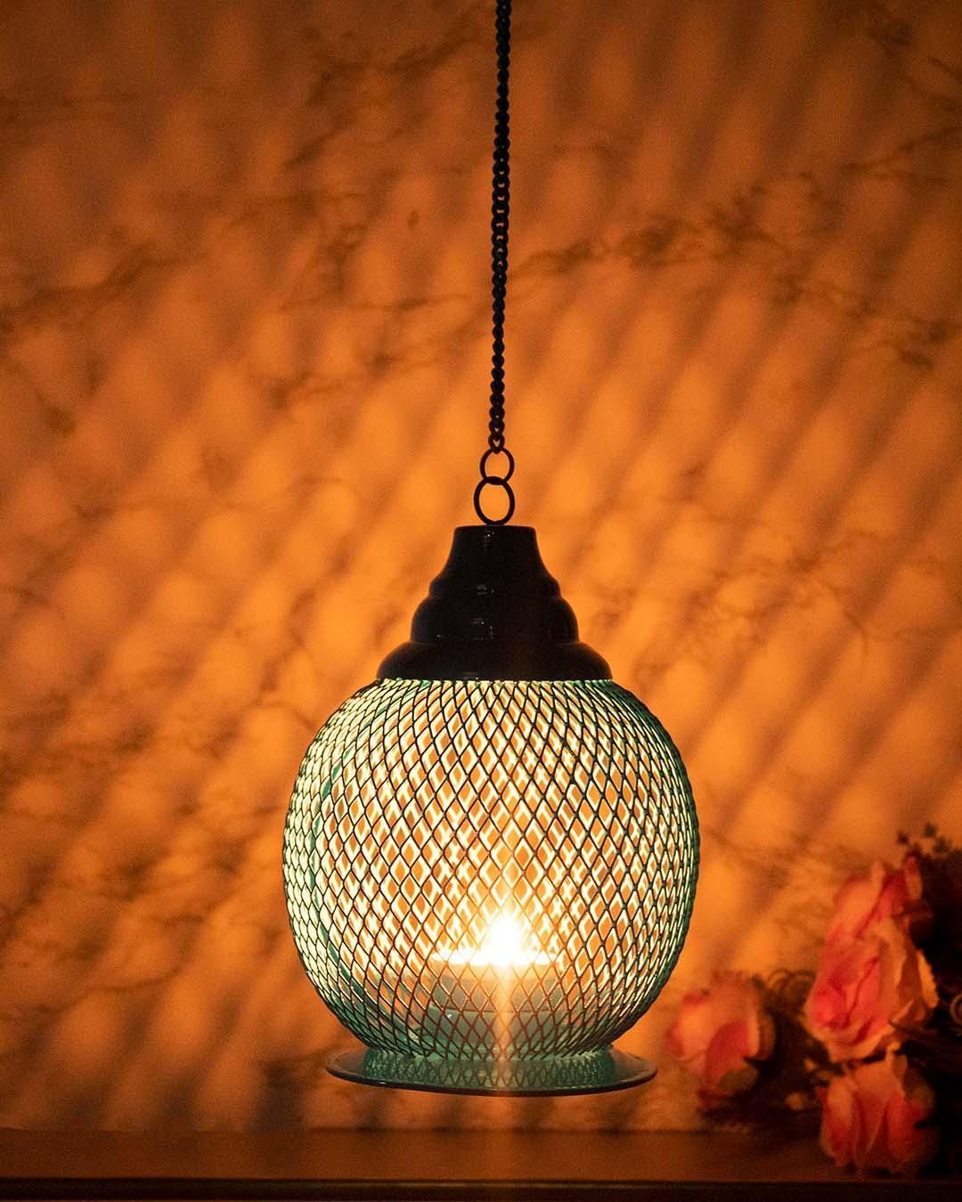 Hanging T-Light Holder, Diwali Décor, Gold, Iron