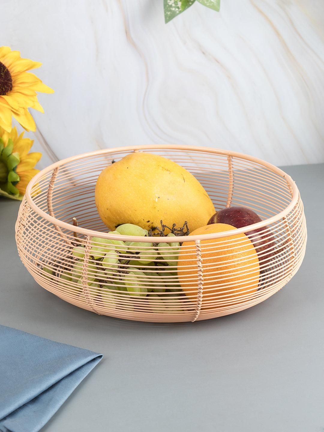 Market99 Metal Wire Countertop Fruit Bowl, Basket Holder Stand, For Home & Kitchen, Peach Colour, Iron