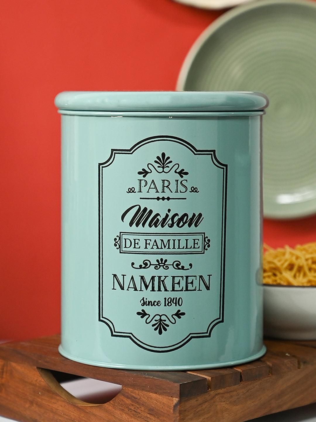 Metal Namkeen Jar - Green, 1700 Ml