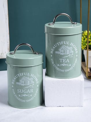 Market99 Tea & Sugar Storage Jar with Lid - Set Of 2, Each 850mL