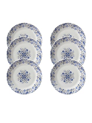 Market99 Melamine Tableware Glossy Floral Finish Quarter Plates for Dining Table (Set Of 6)