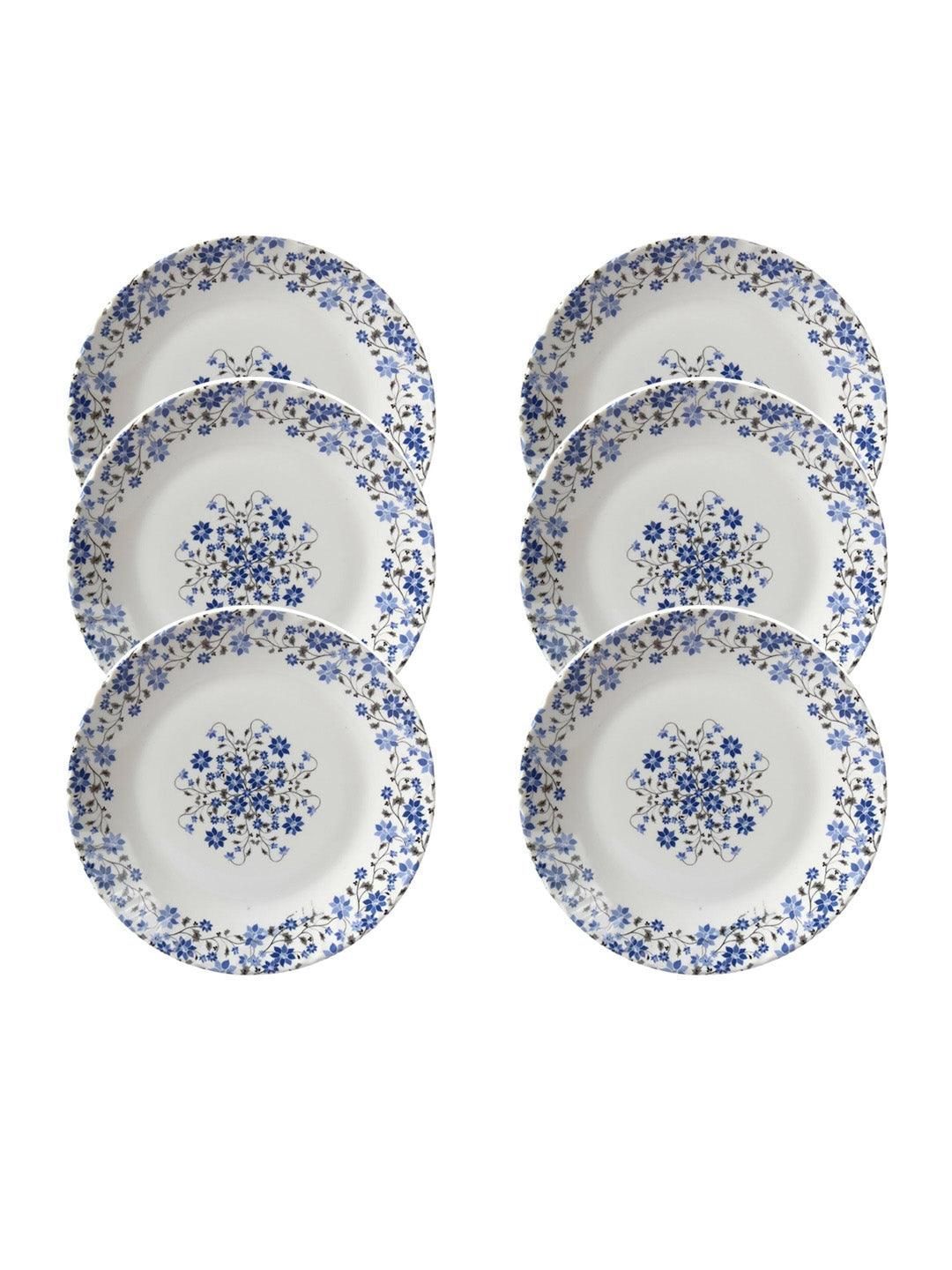 Market99 Melamine Tableware Glossy Floral Finish Quarter Plates for Dining Table (Set Of 6)