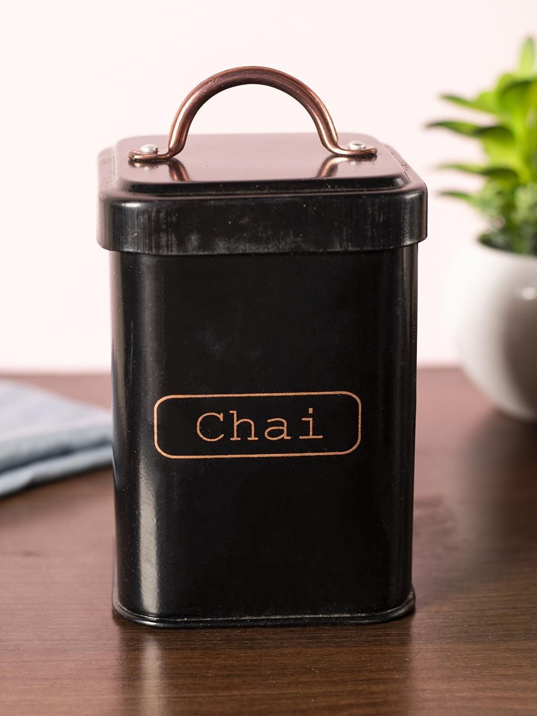 Market99 Chai Jar, Kitchen Decorative, Countertop Metal Storage Jar, Black, Mild Steel | (1 Litre)