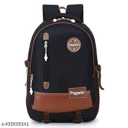  Black and Brown Polyester Casual Backpack