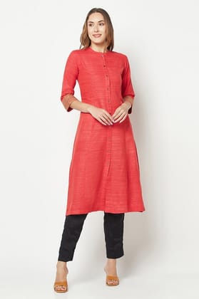 Red Khaadi Embroidered Kurta