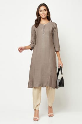 Grey Straight Fit Kurta