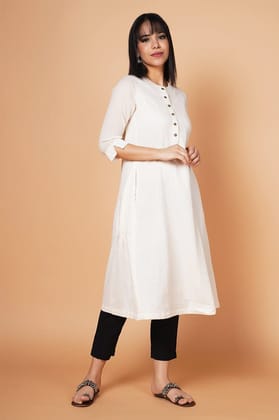 Barara Ivory Solid A-line Kurta