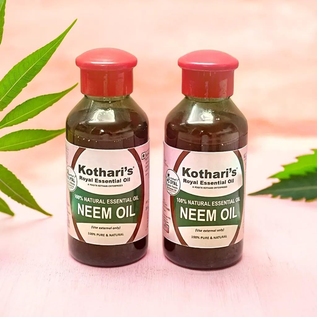 Kotharis Royal Neem oil pack of 2 198ML/Neem Oil for Hair & Skin - Manage pimples, acne and cure any fungal infection from skin