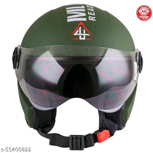  Supreme Open Face Helmet with Visor, ISI Certified, for Men & Women (Green, L)