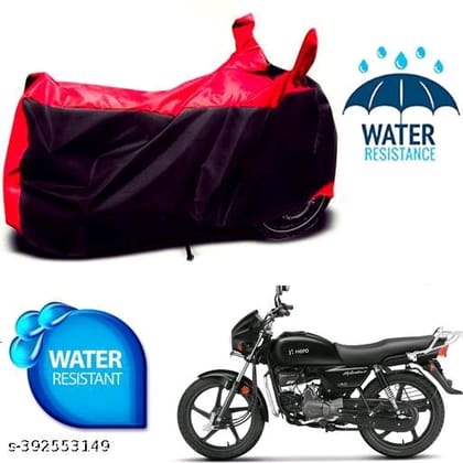  Red and Black Water-Resistant Two Wheeler Body Cover for Hero Splendor Plus