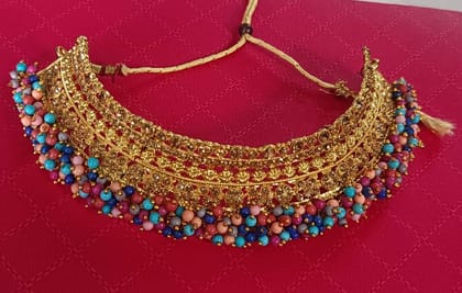  Indian Traditional Gold Plated Kundan Meenakari Pearl Beaded Necklace Jewelry Set