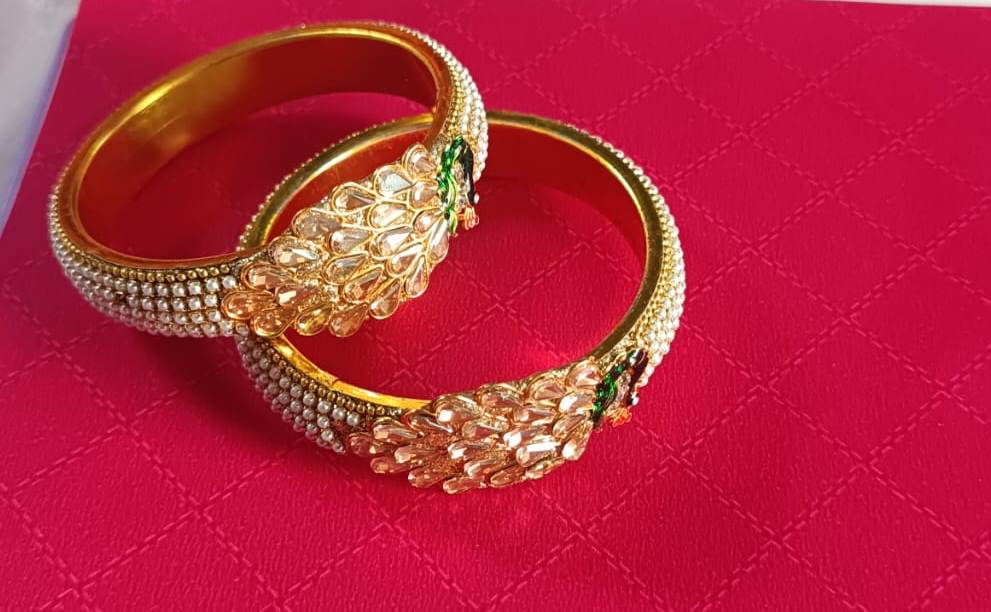  Gold Plated Pearl and Kundan Bangles