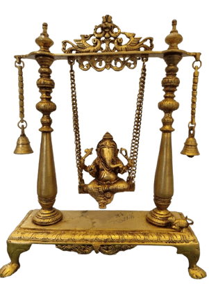  Brass Statue of Lord Ganesha on a Swing