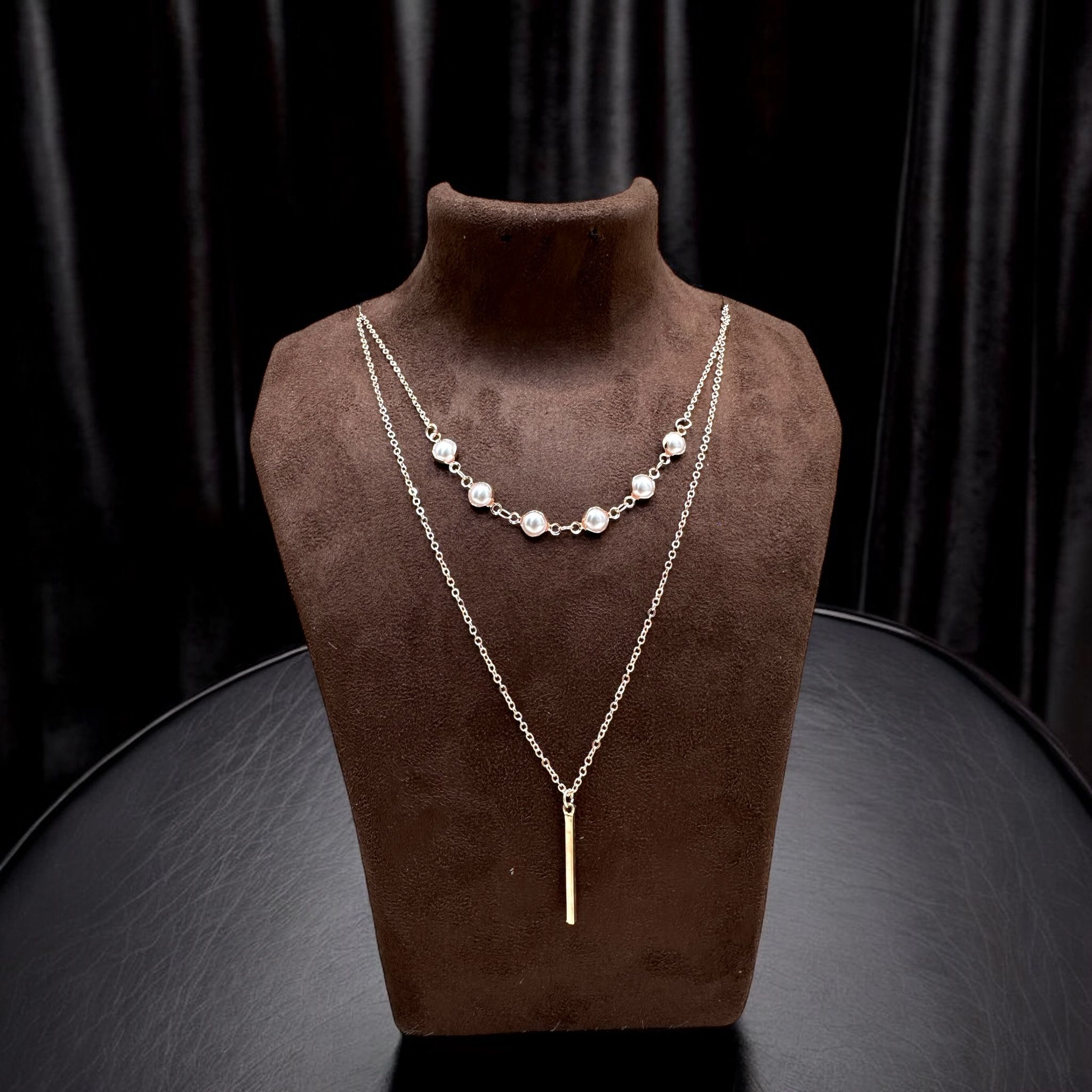 Double Line Chain Necklace - Minimalist Chic- By AMIT CHAUHAN AND SONS