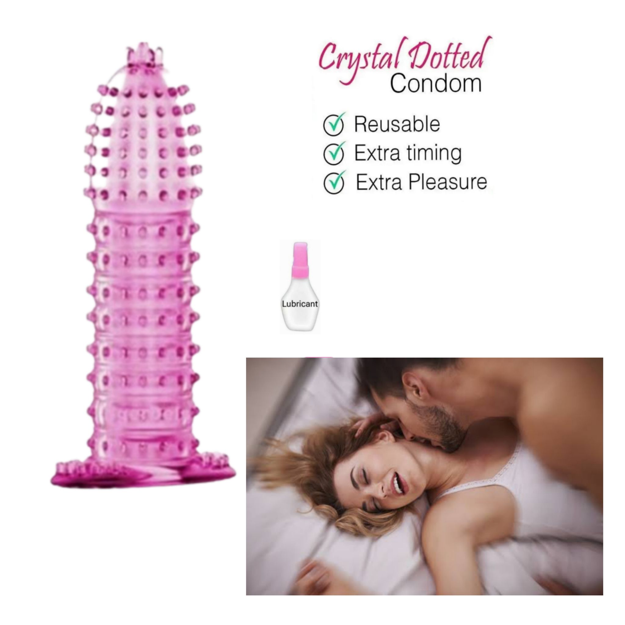 Crystal Condom Silicone Dotted Dragon Reusable Condom Extra Pleasure (Pack of 1)