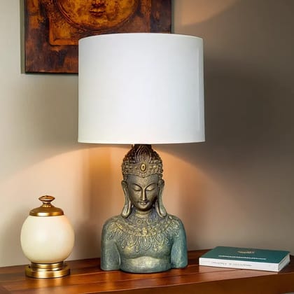 Rustic Bejeweled Divine Buddha lamp Showpiece