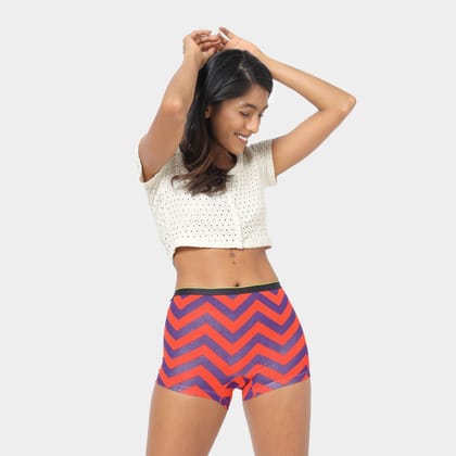 Bummer Women's Printed Micro Modal Boyshorts Panties | Soft & Breathable Underwear - Chevron