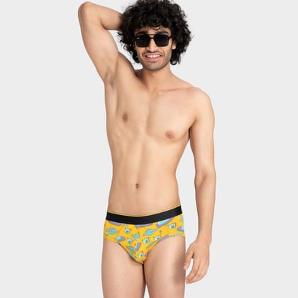 Bummer Men's Printed Micro Modal Briefs Underwear | Ultra Soft & Breathable - Spacepunks