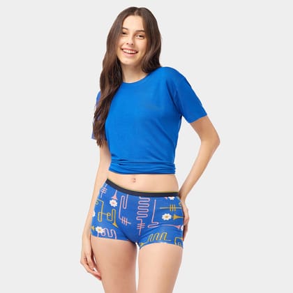 Bummer Women's Printed Micro Modal Boyshorts Panties | Soft & Breathable Underwear - Dixie Blues