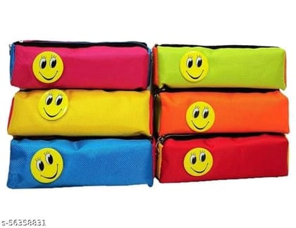 Smiley Face Pencil Pouch for Kids, Set of 6