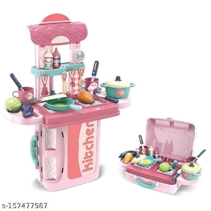 Little Chef's Kitchen Playset - 2-in-1 Suitcase and Kitchen Set with 25 Accessories