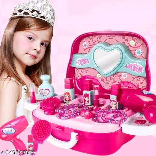 Pretend Makeup Toys for Girls, Beauty Set in Carrying Case with Mirror and Accessories