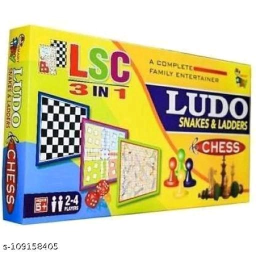 Ludo, Snakes & Ladders, Chess 3 in 1 Family Board Game