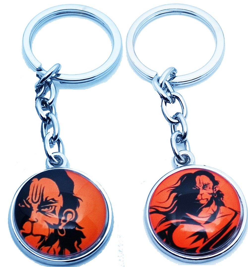 KD COLLECTIONS Bajrangbali Hanuman Keychain Combo – Orange Color – Pack of 2 Keychains