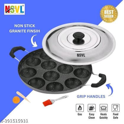 12 Cavity Non-Stick Granite Finish Appam Patra