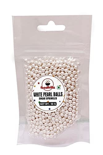 foodfrillz White Pearl Balls, 50 g for cake Decoration | Cake Decorating Sprinkles