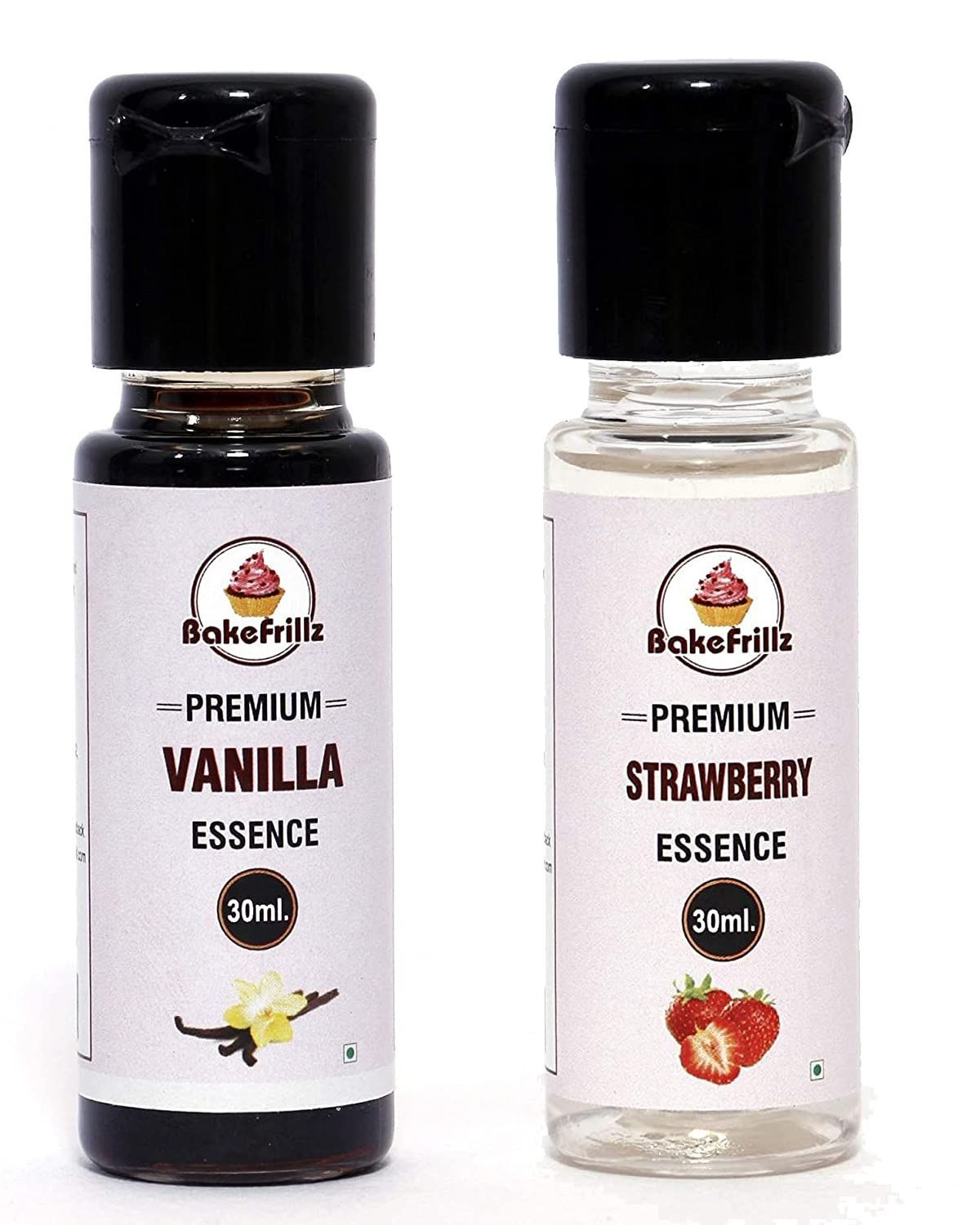 Bakefrillz Vanilla and Strawberry Food Flavor Essence Combo for Cake Baking, Ice Creams, Puddings, Cookies Making, 30 mlx2